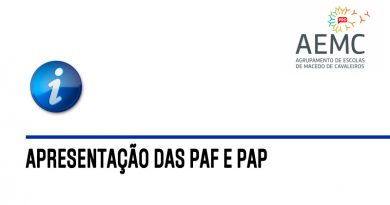 Apresentação das PAF e PAP Apresentação das PAF e PAP